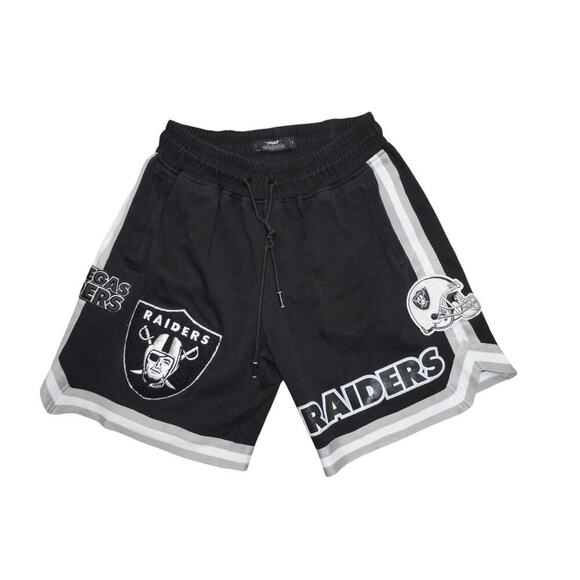 Las Vegas Raiders Black Graphic Shorts – Embroidered Logo, Side Stripes, Size M - Picture 1 of 12
